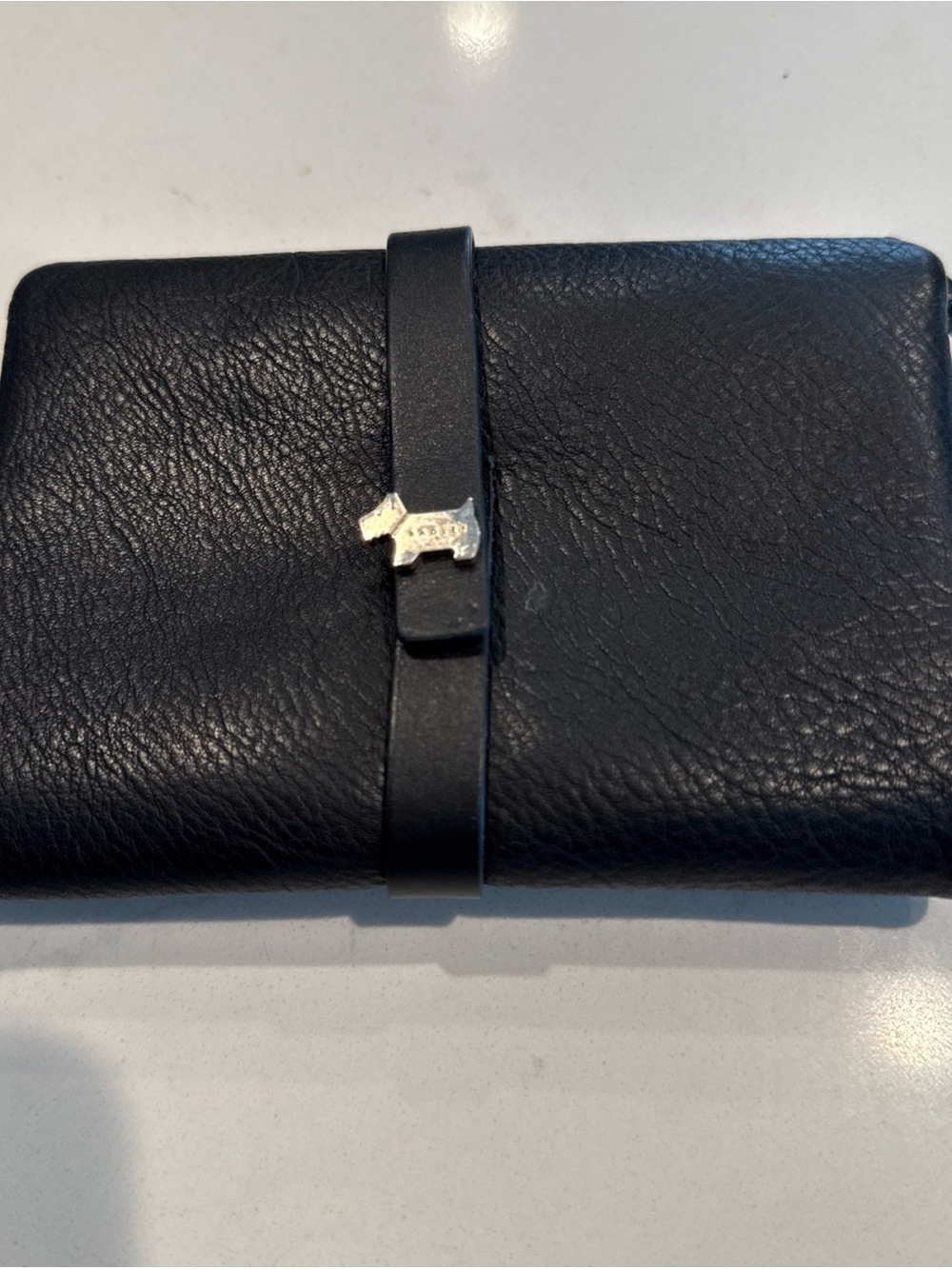 RADLEY LONDON Black Leather Wallet with Silver Scottie Accent